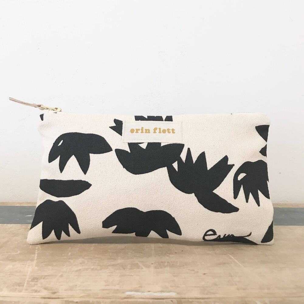 Erin Flett Handmade Barkcloth Clutch Botanical Leaf Maine 12 x 7 NWT